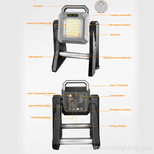 Portable High Brightness Rechargeable LED Work Light